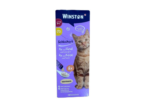 بستنی گربه وینستون طعم گوشت و پنیر بسته ۸ عددی Winston Cat Schleckerli Beef & Cheese